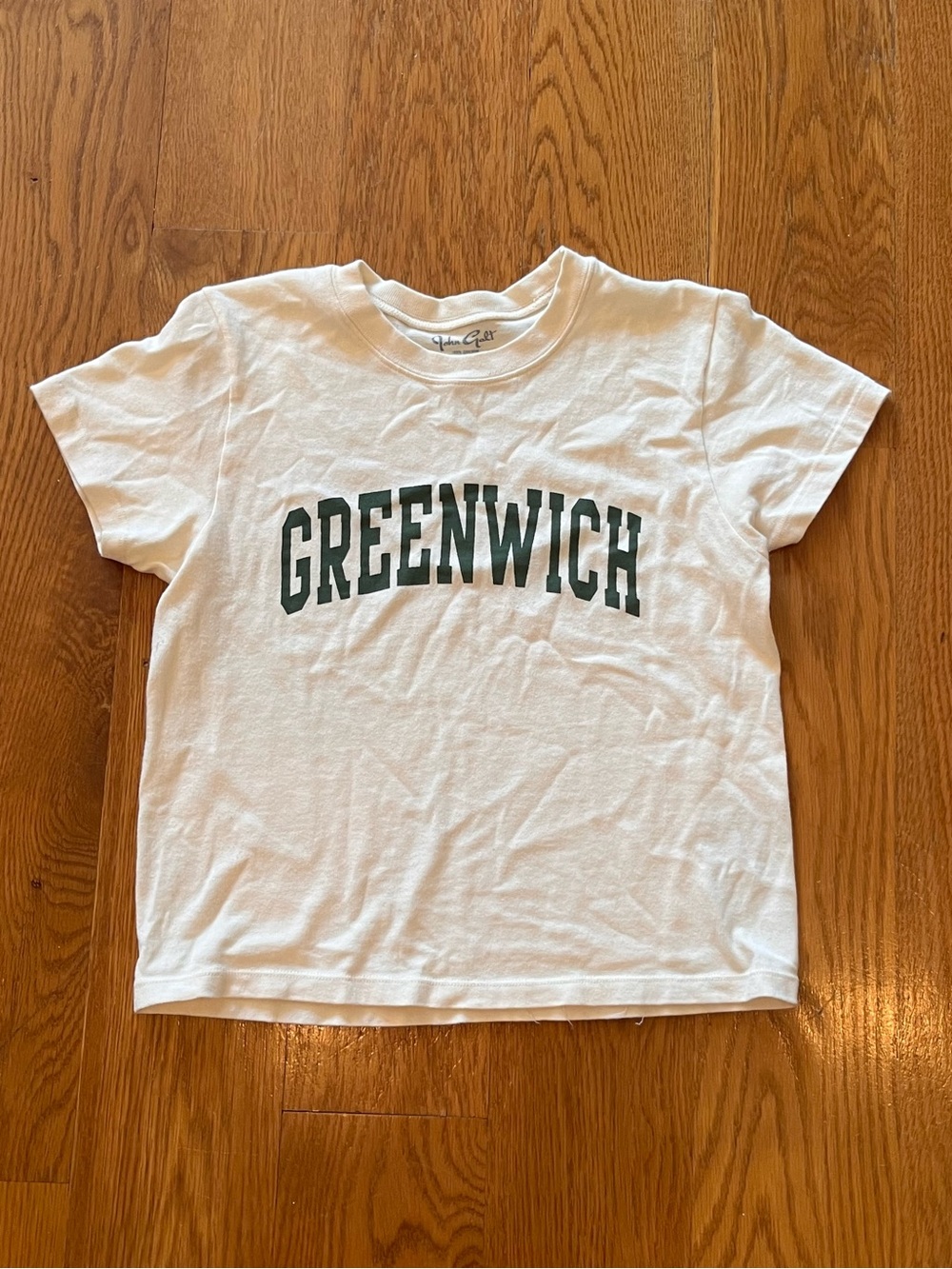 John Galt White Graphic Tee with Green Lettering